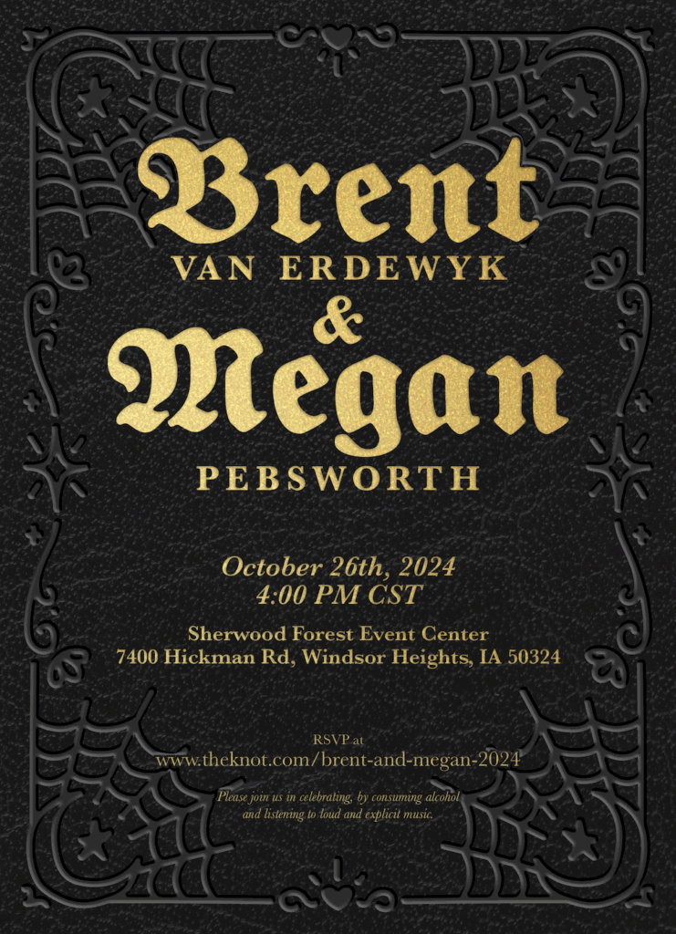 Brent and Megan Wedding Invite Front Design